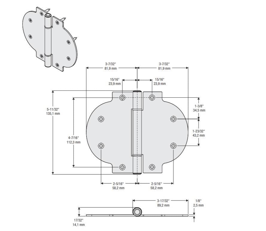 Arched T Hinges - Heavy Duty - Black - Sold Individually