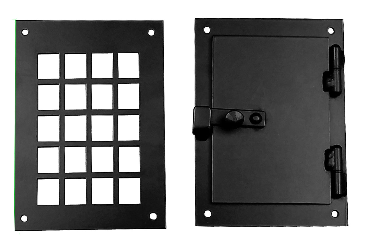 Peephole Viewer, Hinged Door Viewer, Square Style, 2 pc. Speakeasy Door Grille Viewer Kit - Wild West Hardware