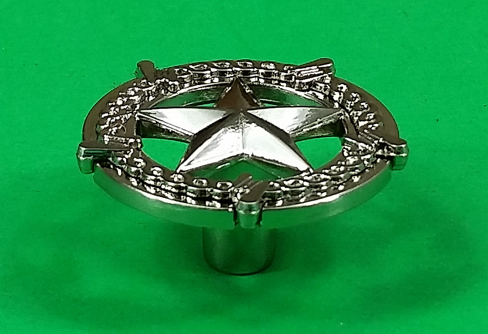 Star Knob, Round with Barb Wire Border 5 finishes - Wild West Hardware