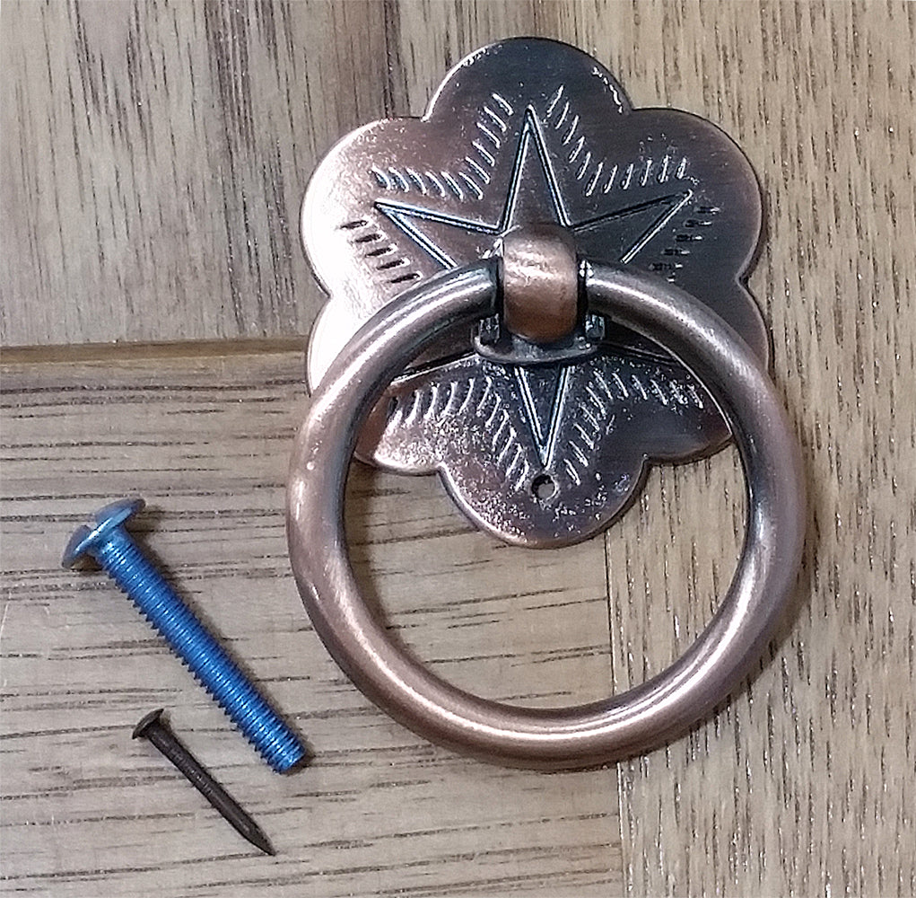 Small Cabinet Ring Pull Antique copper2 - Wild West Hardware