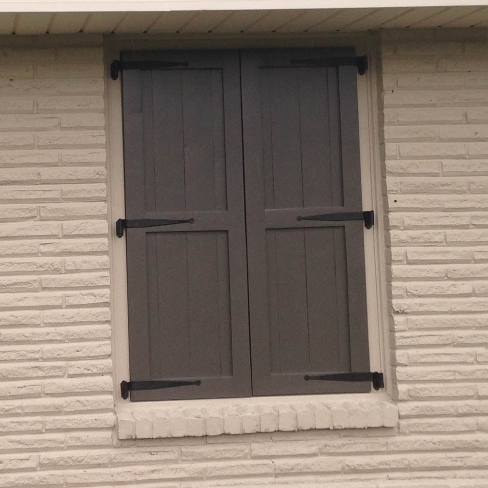 Strap Hinge for Shutters - Circle Tip - 12" Inch - Multiple Offsets Available - Black Powder Coat Finish - Sold Individually