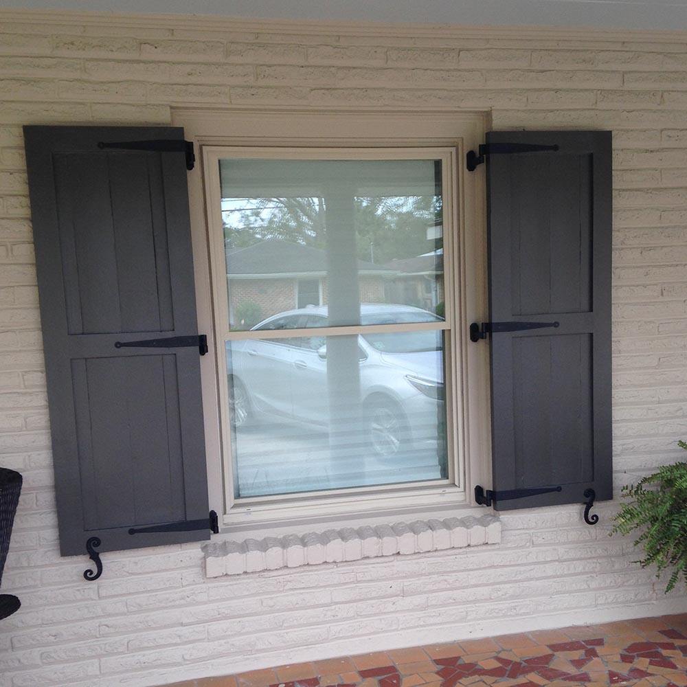 Strap Hinge for Shutters - Show Me Style - Circle Tip - 12" Inch - 1-1/2" Inch Offset - Black Powder Coat - Sold Individually