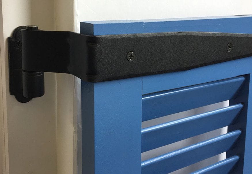 Strap Hinge for Shutters - Show Me Style - Circle Tip - 12&quot; Inch - 1-1/2&quot; Inch Offset - Black Powder Coat - Sold Individually