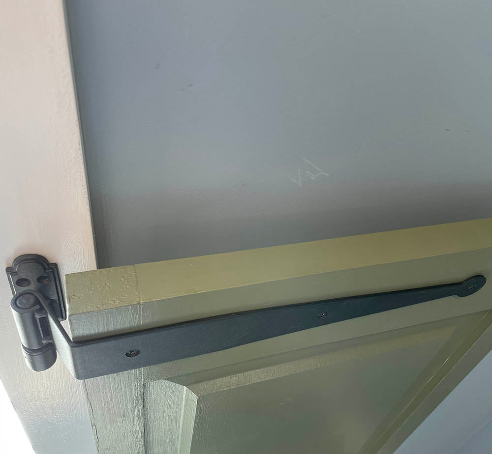 Strap Hinges for Shutters - Show Me Style - Circle Tip - 12" Inch - Minimal Offset without Pintles - Black Powder Coat - Sold in Pairs