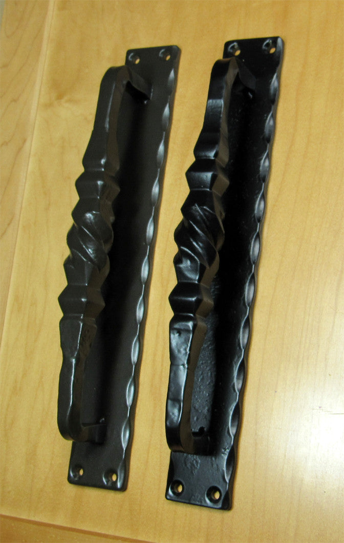 Tuscan Door Pull #5 with narrow back plate - Wild West Hardware