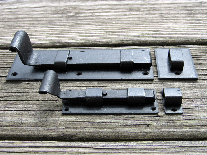Colonial Surface Slide Bolt with curled handle - Wild West Hardware