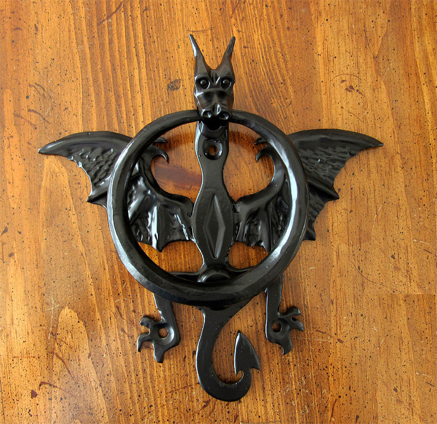 Winged Dragon Knocker with horns - Wild West Hardware