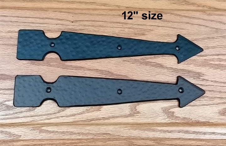 12" Faux Arrow Hinge with Hammered distressed surface - Wild West Hardware