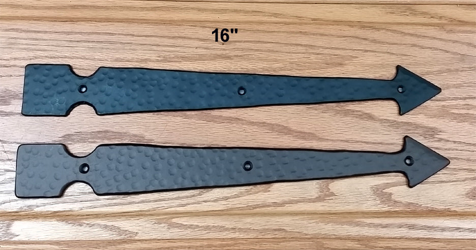 16" Faux Arrow Hinge with Hammered distressed surface - Wild West Hardware