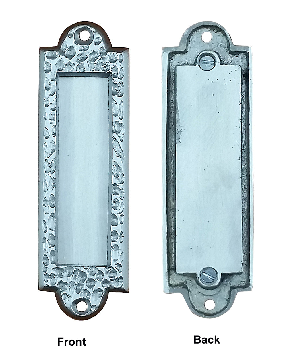 Flush Pull Handle, Finger Pull with Distressed, Pitted Look, Satin Nickel - Wild West Hardware