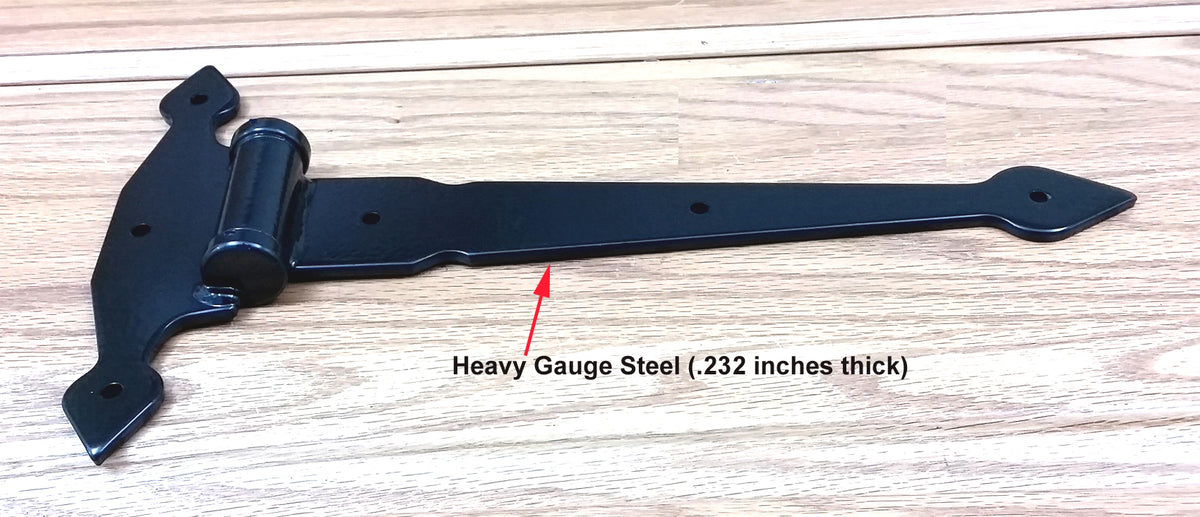 T Hinge - Heavy Duty - 12.5  Inch Decorative Strap Hinge - Black - Wild West Hardware