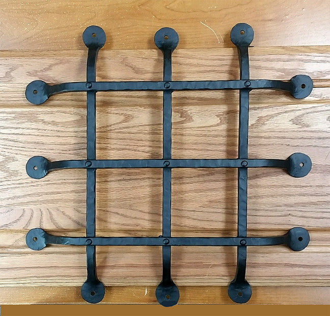 Premium FLAT Tip Speakeasy Grille - Size: 16" x 16" 6 Bars, Black Powder Coat finish - Wild West Hardware