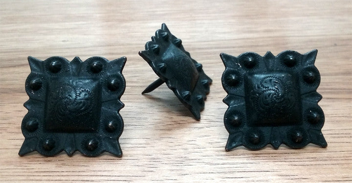 Square STUDDED Style Clavos, 1" x 1" - Oil Rubbed Bronze finish - Wild West Hardware