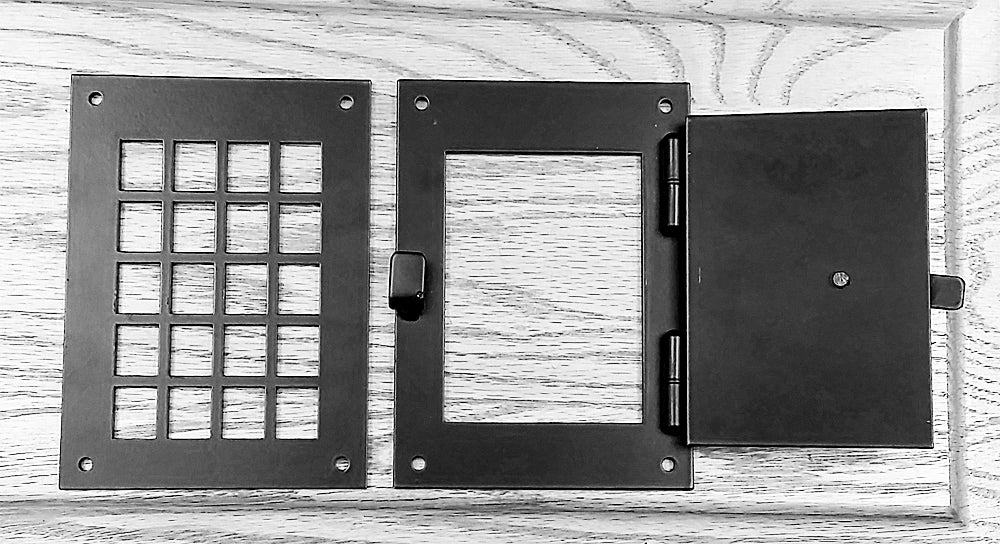 Hinged Door Viewer, Square Style, 2 pc. Speakeasy Door Grille Viewer Kit - Wild West Hardware