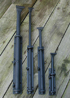 Cane bolts in the 4-inch up position, used to secure doors and gates, displayed on a white background.