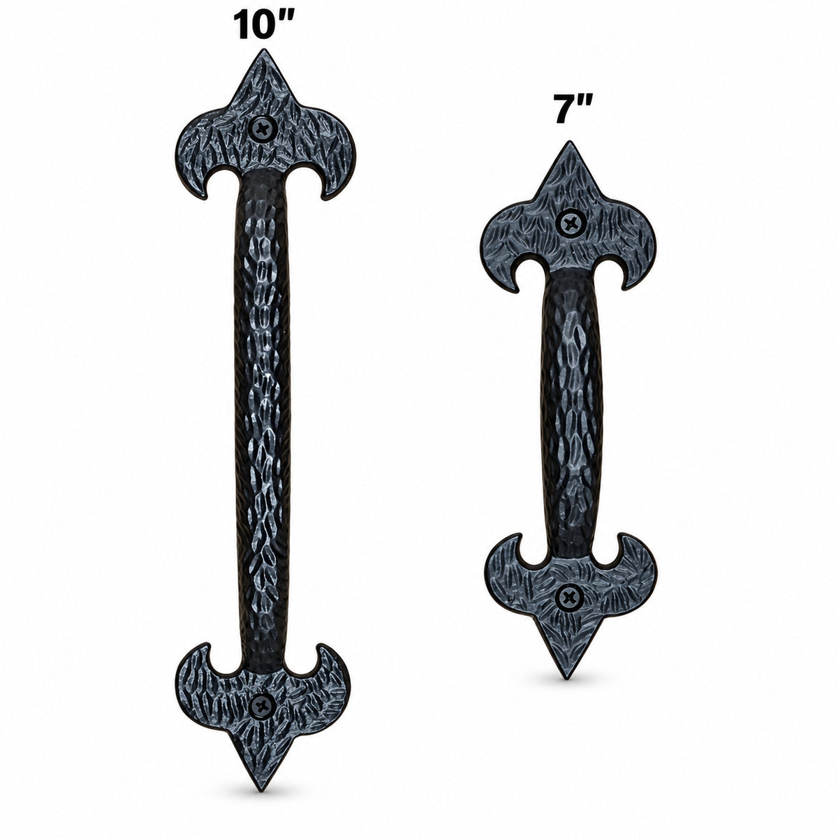 Pair of Fleur De Lis Door or Gate Pulls on white backround