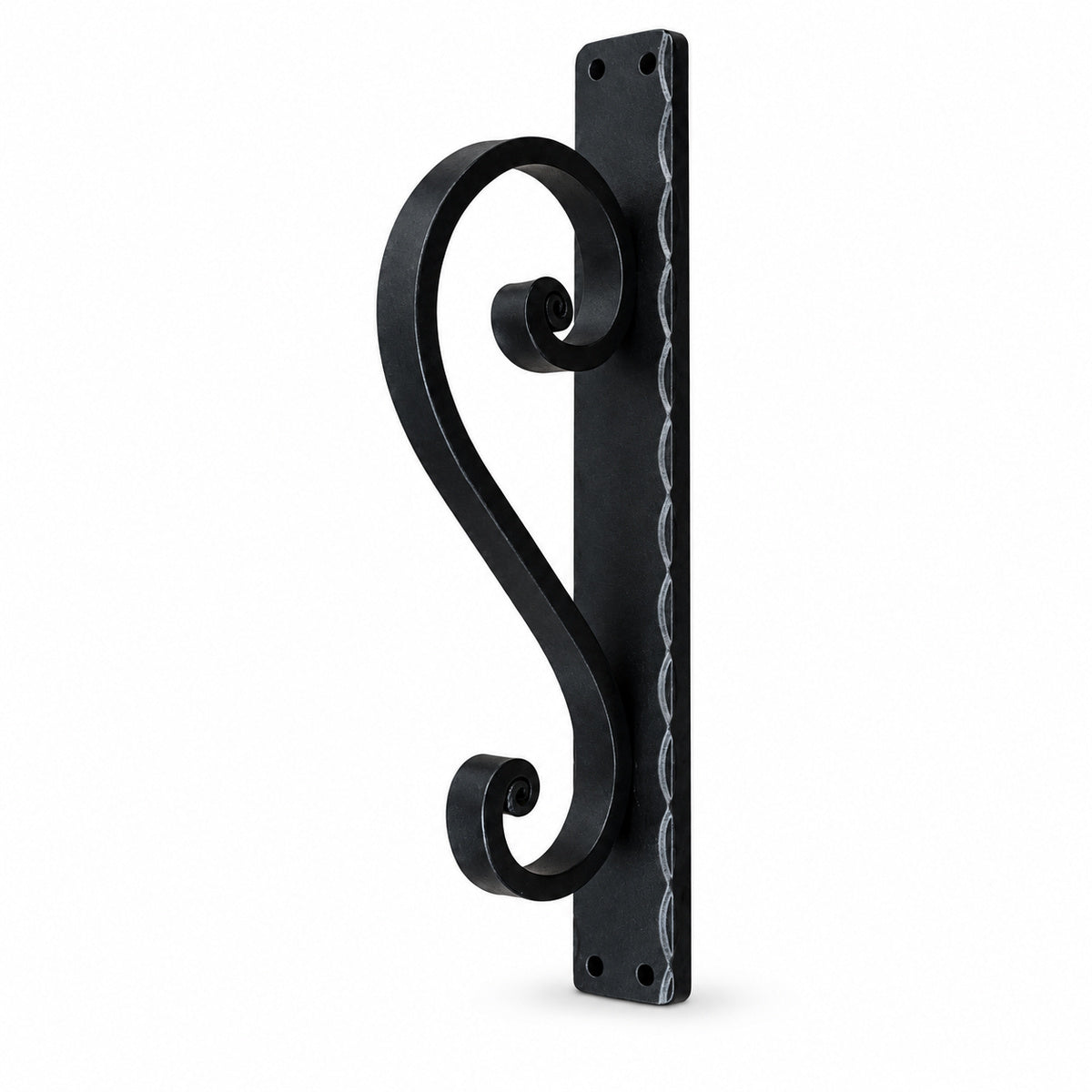Medium Scroll Door Pull, Gate Pull, Black Powder Coat Finish
