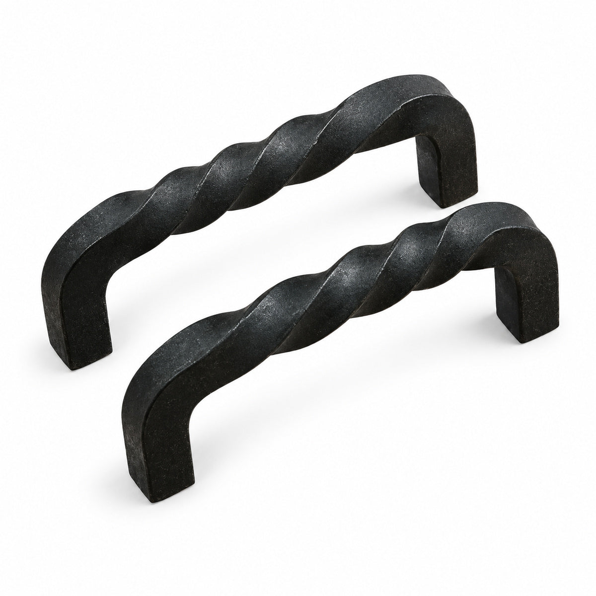 Small Twisted Iron Door Pull - Black Powder Coat finish
