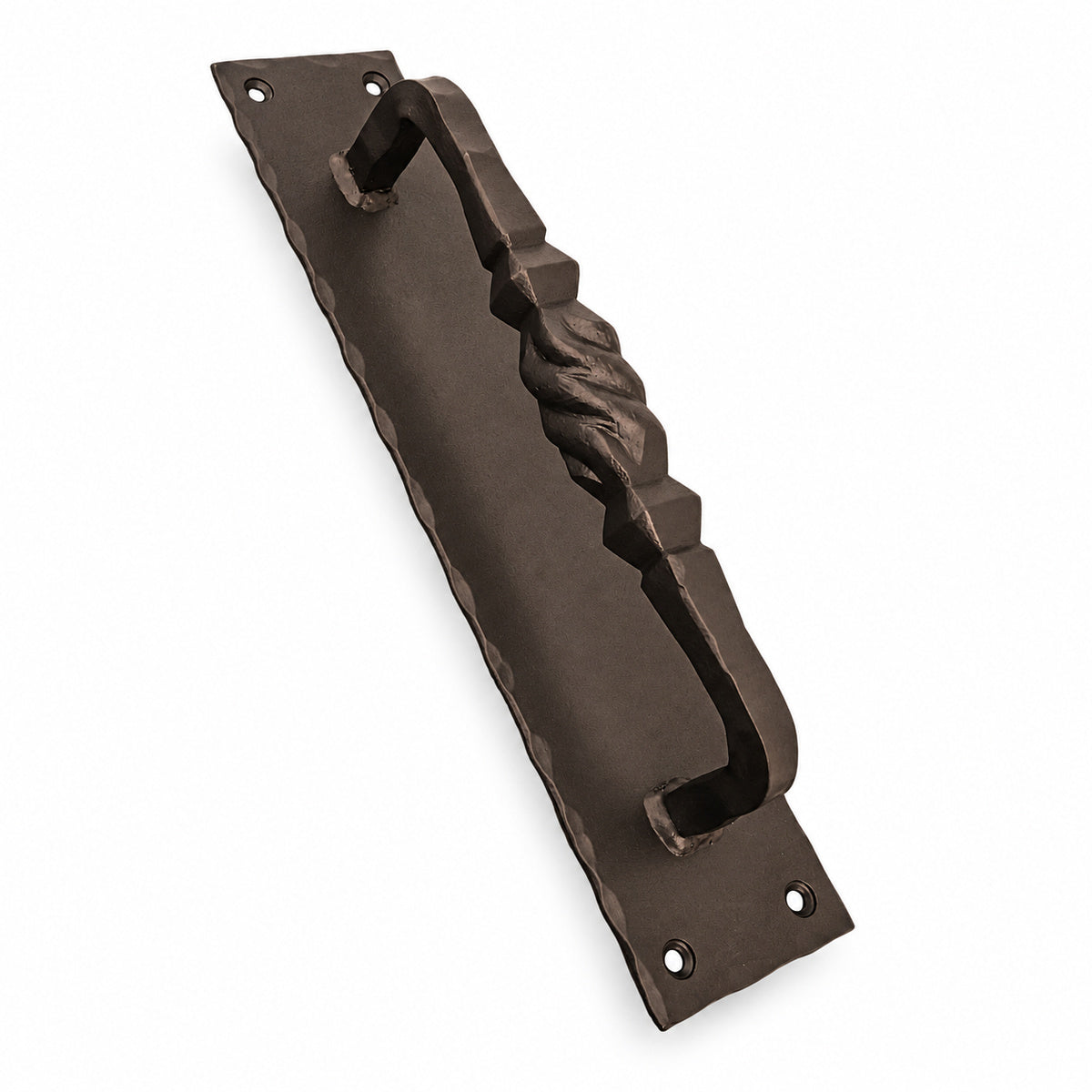 Tuscan Door Pull #4 with hammered back plate - Multiple Finishes Available