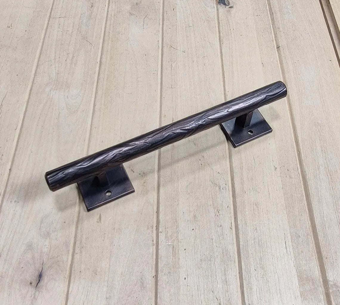 Tree Branch Door Pull #2 -  - 12" handle, 2  mount plates - Multiple Finishes Available
