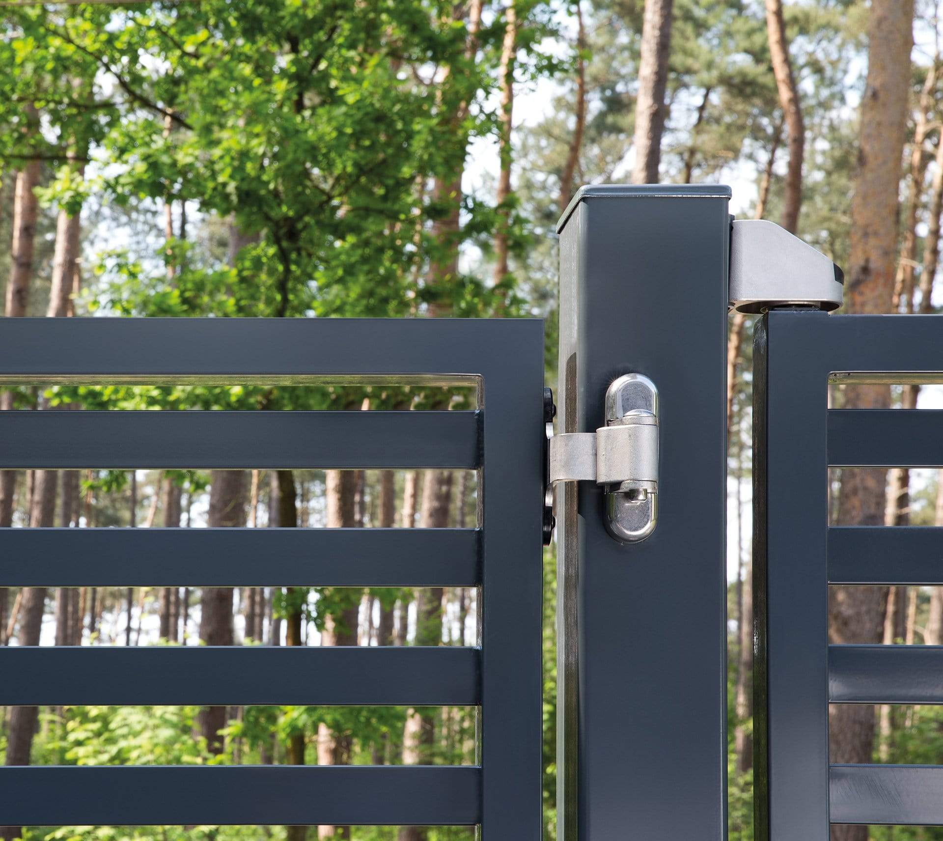 180° 3-Way Adjustable Ornamental Gate Hinge - For 4" Inch Square Post - 1-1/2" to 2" Gate Frame - Stainless Steel Finish - 2 Pack