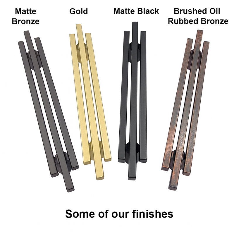 Modern Contemporary 3 Bar Door Pull handle with finger Pull Set - For Sliding Barn Door