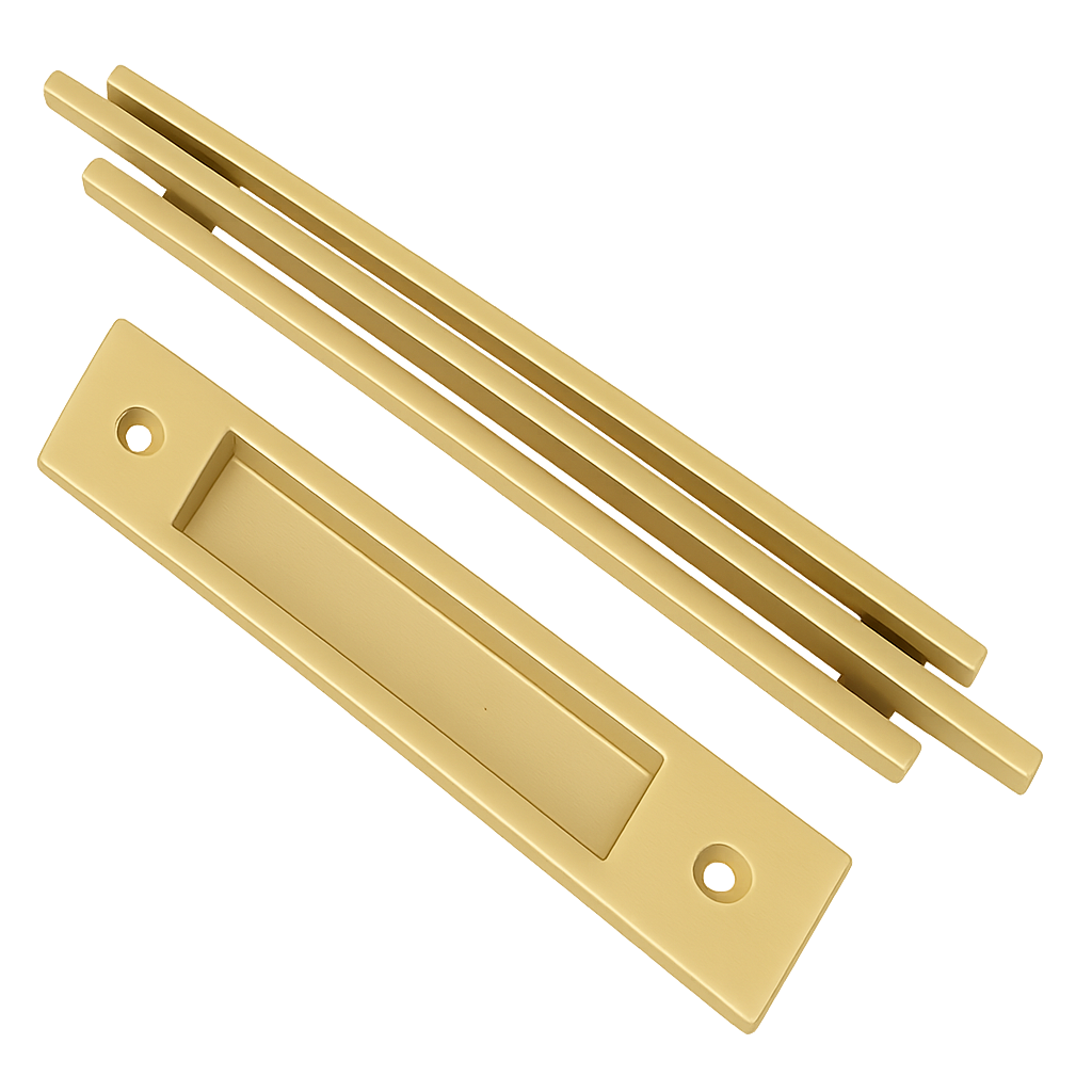 Modern Contemporary 3 Bar Door Pull handle with finger Pull Set - For Sliding Barn Door