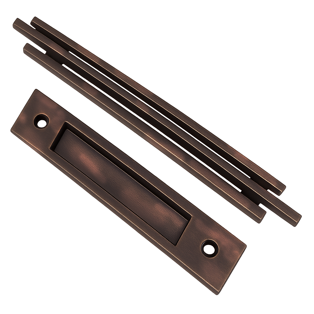 Modern Contemporary 3 Bar Door Pull handle with finger Pull Set - For Sliding Barn Door