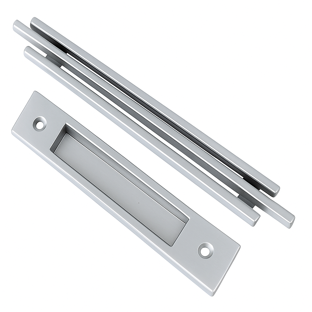 Modern Barn Door Handle – Contemporary 3-Bar Door Pull with Finger Pull Set