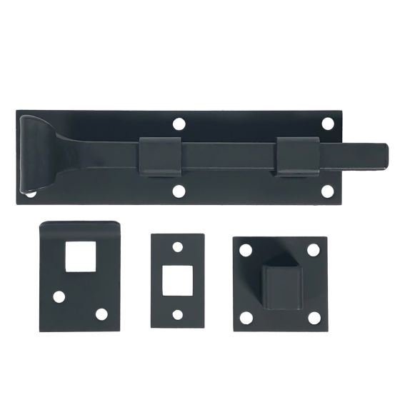 Shutter Latches - Forged Iron Square Slide Bolt - Multiple Sizes Available - Matte Black Finish - Sold Individually