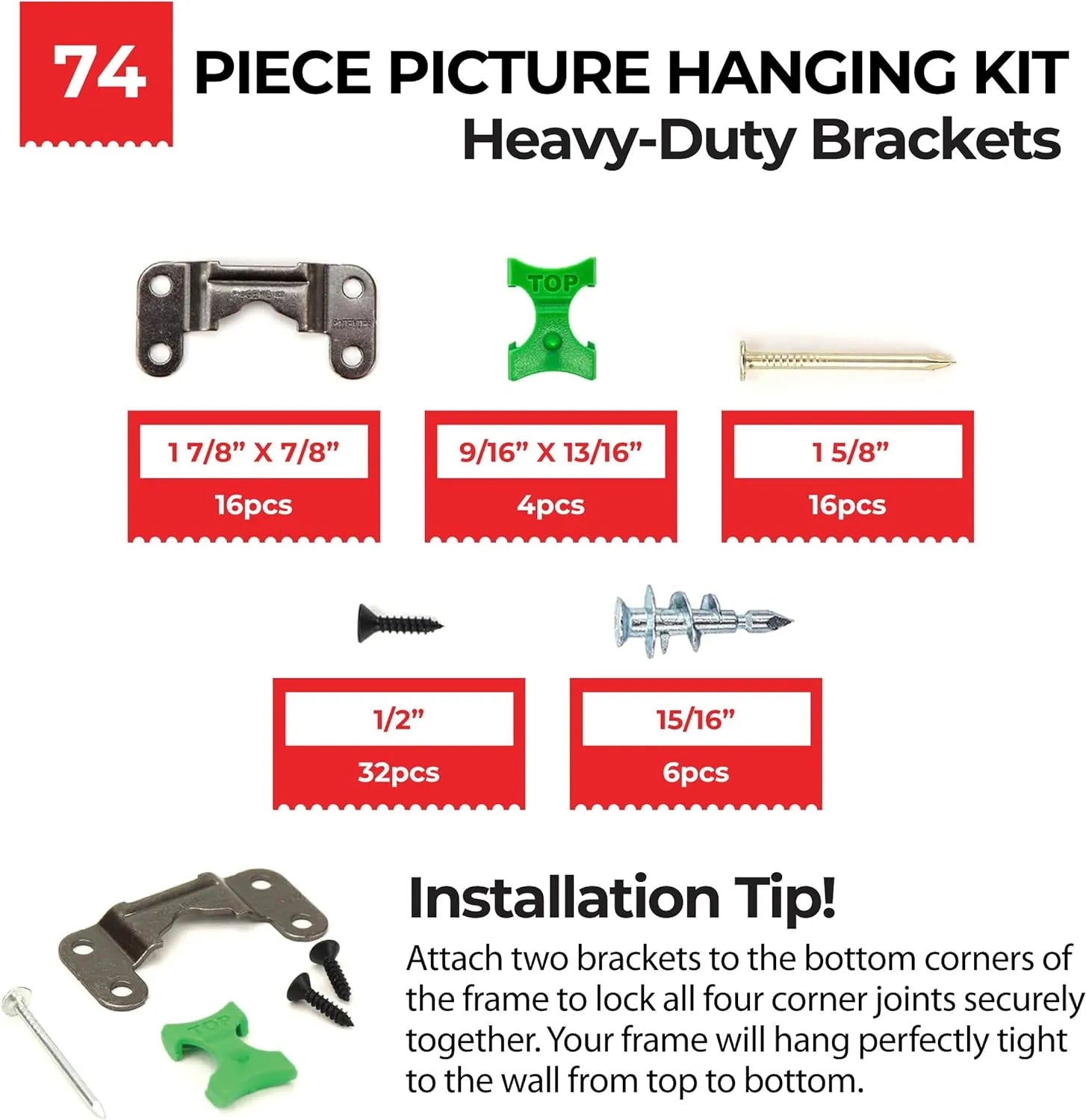 Steel Picture Hanging Kit | Up to 100 lbs