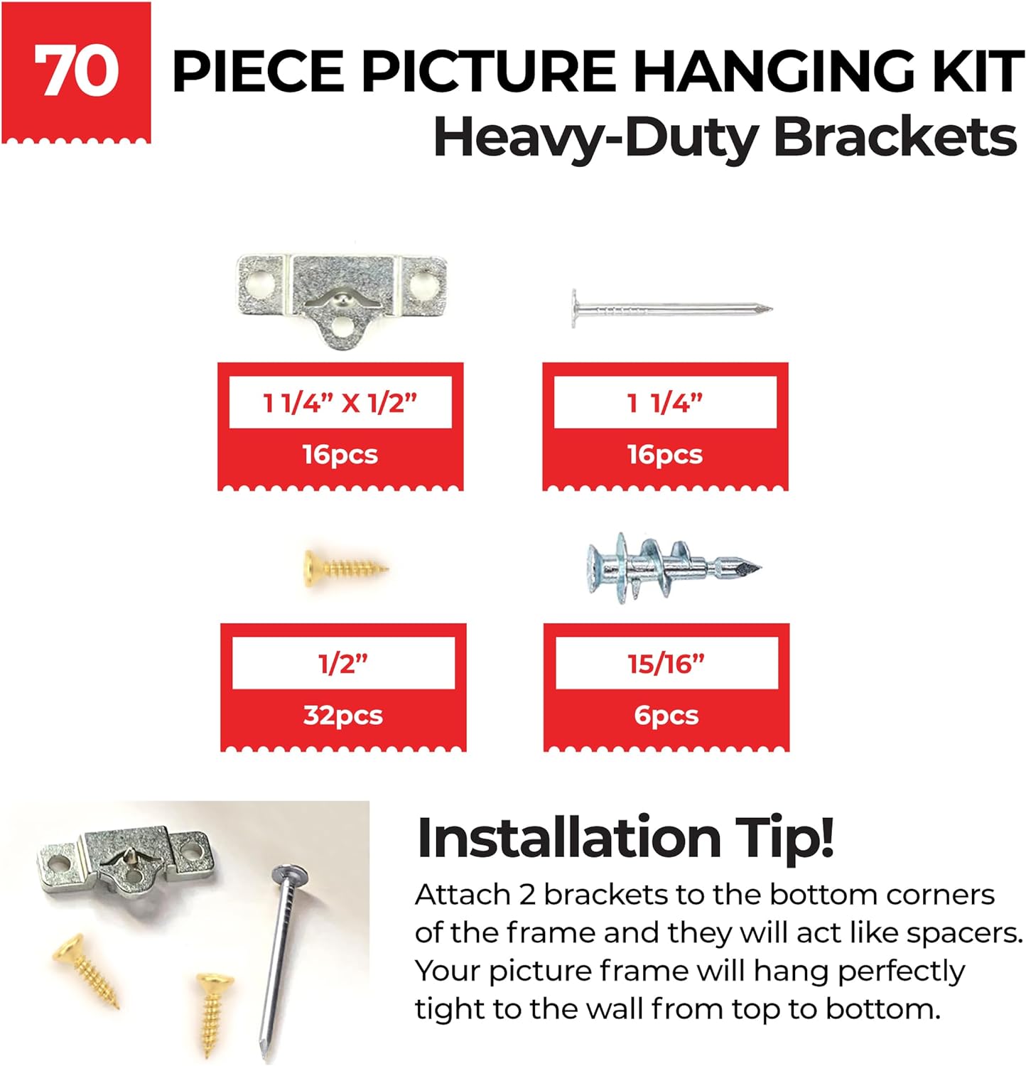 Zinc Picture Hanging Kit | Up to 75 lbs