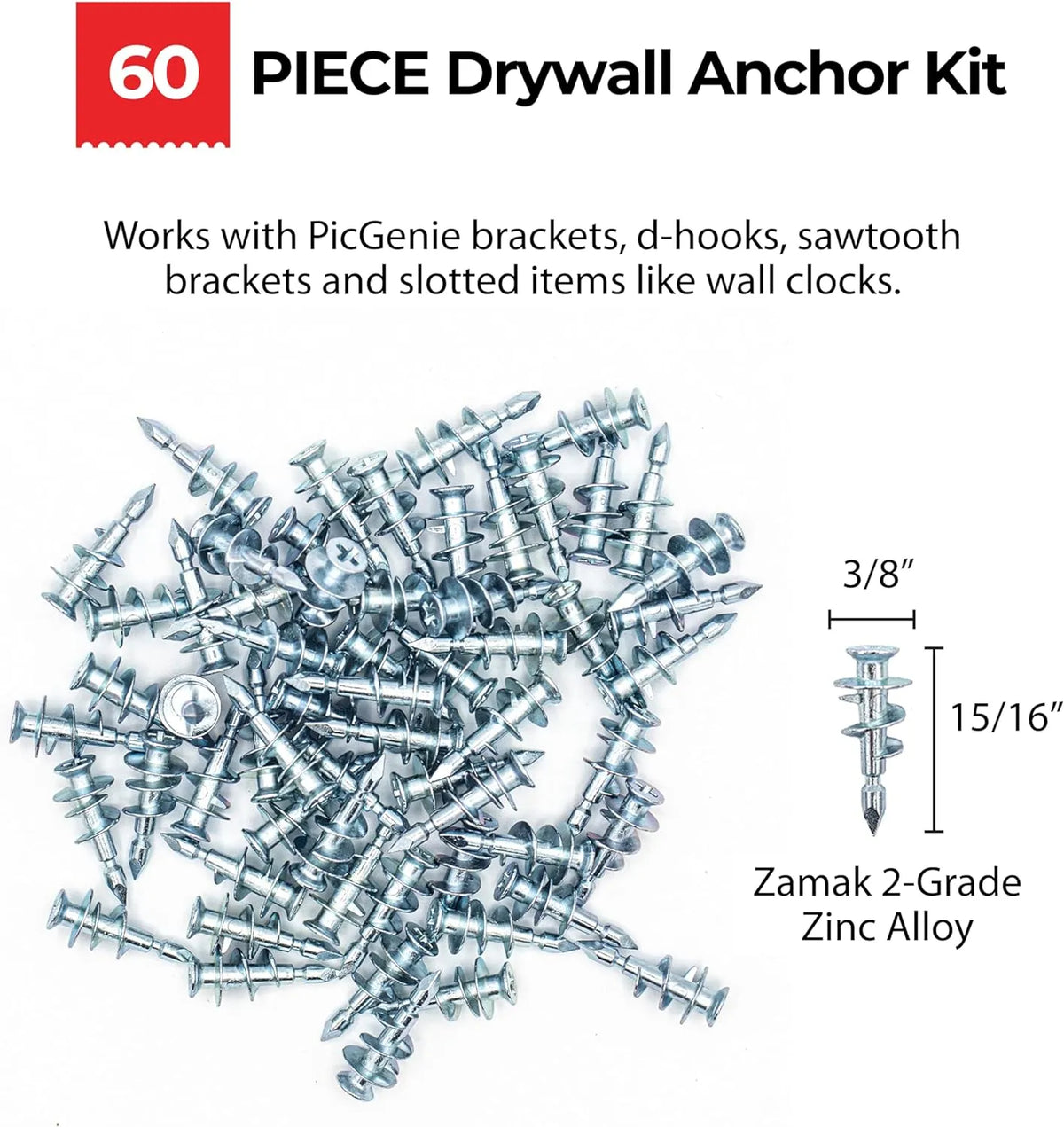 Drywall Anchors - Pack of 60