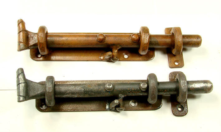 An 8-inch slide bolt with top engagement available in two finishes, displayed on a white background.