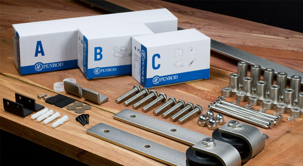 Barn Door Hinges / Hardware Kit - Bent Strap Style with Track - Multiple Sizes and Finishes Available