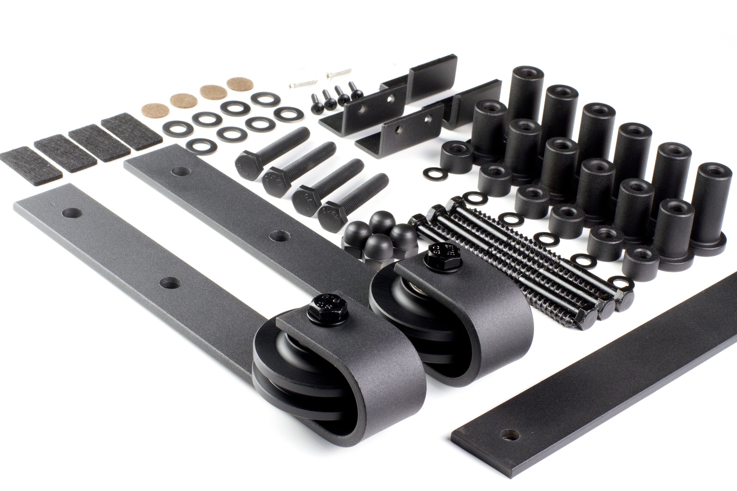 Barn Door Hinges / Hardware Kit - Bent Strap Style with Track - Multiple Sizes and Finishes Available