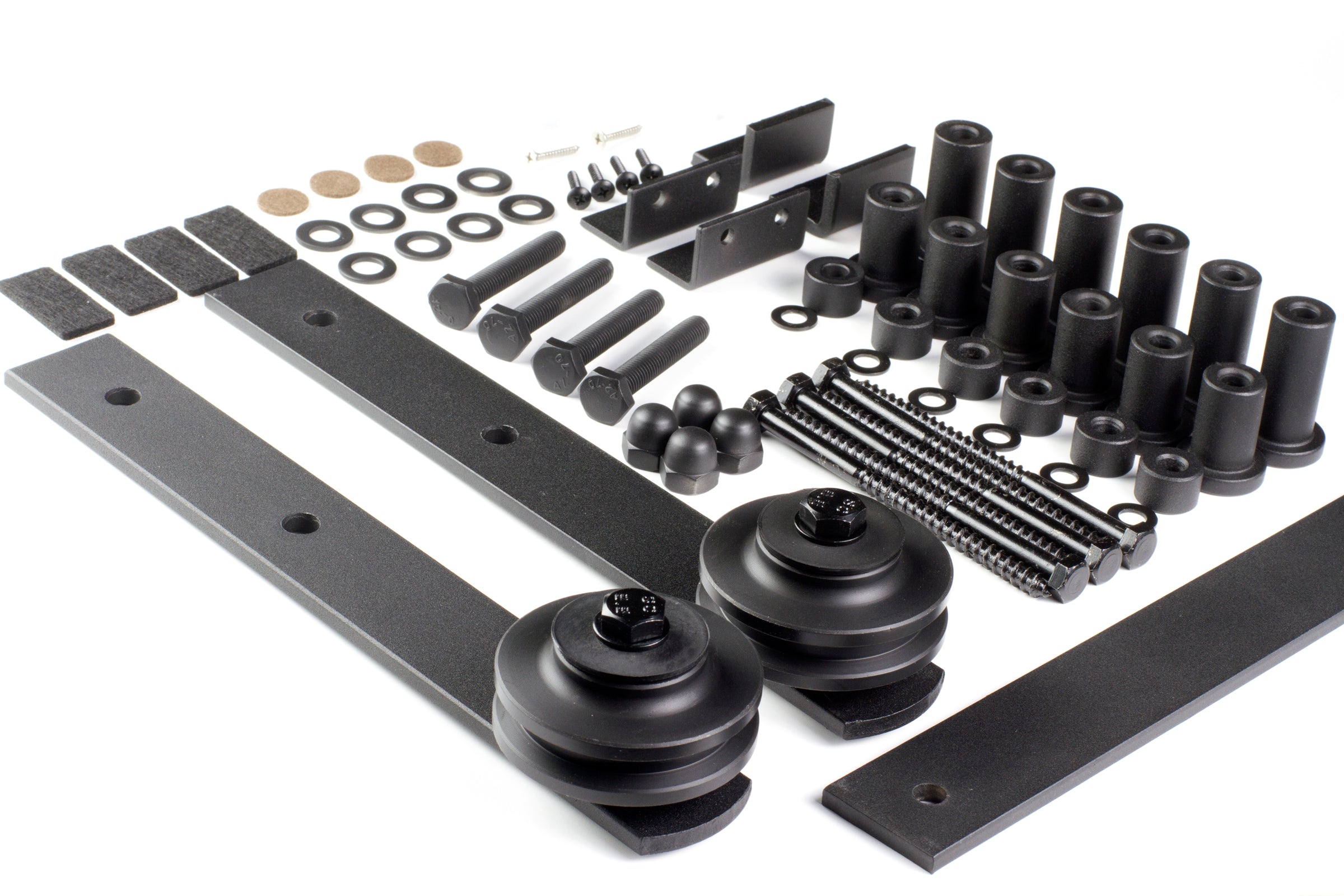 Barn Door Hinges / Hardware Kit - Straight Strap Style with Track - Multiple Sizes and Finishes Available