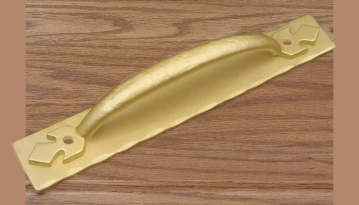 Barn Door Handle Pull #2 with Hammered Back Plate - Multiple Finishes Available