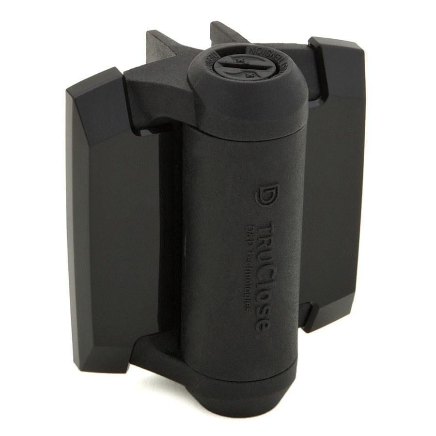 Self-Closing Gate Hinges - 2 Legs For Fixed Gate Gap (13/16") - Black Finish - For Metal Gates - 2 Pack
