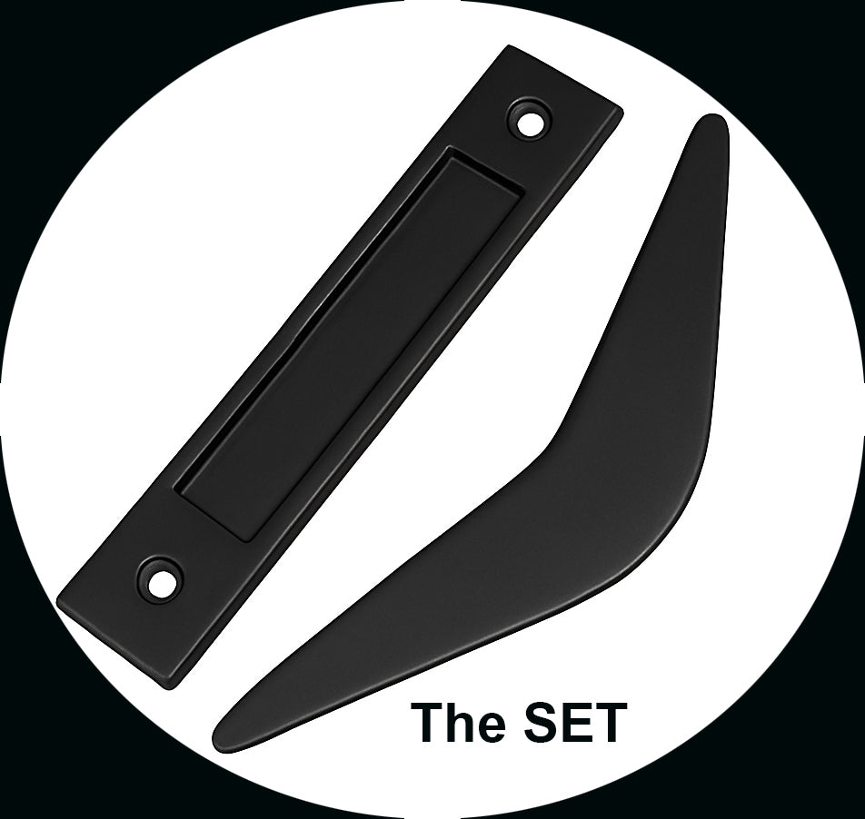 Mid Century Modern Boomerang Style Door Pull and Flush Pull Set for Interior Sliding Doors - sold as set