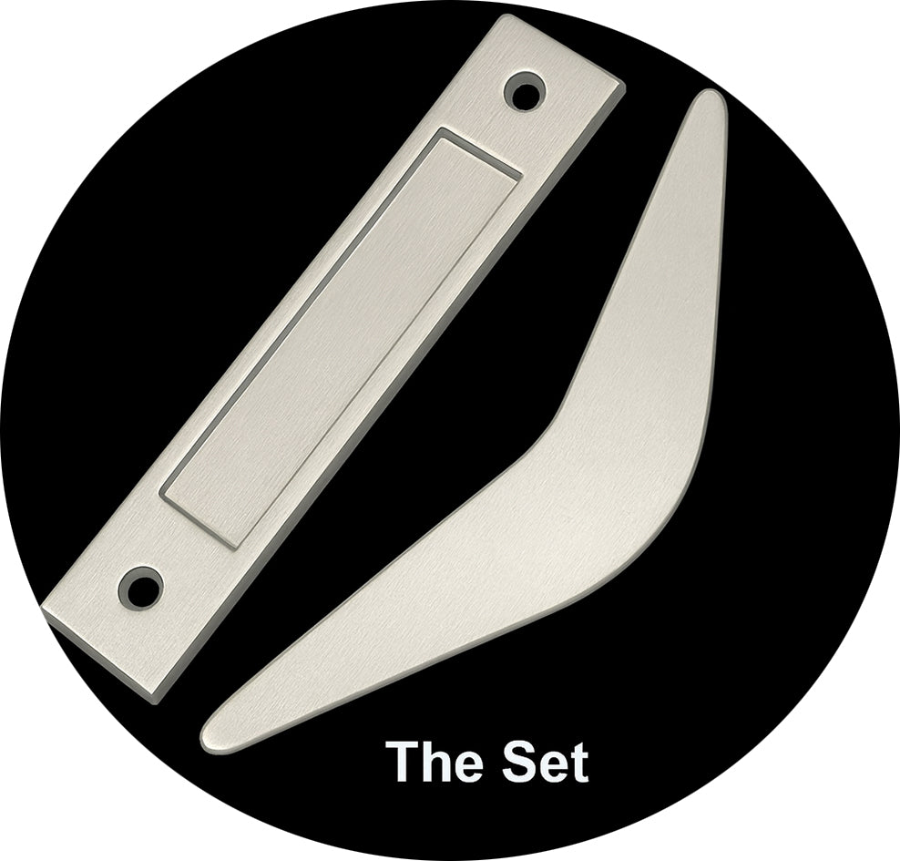 Mid Century Modern Boomerang Style Door Pull and Flush Pull Set for Interior Sliding Doors - sold as set