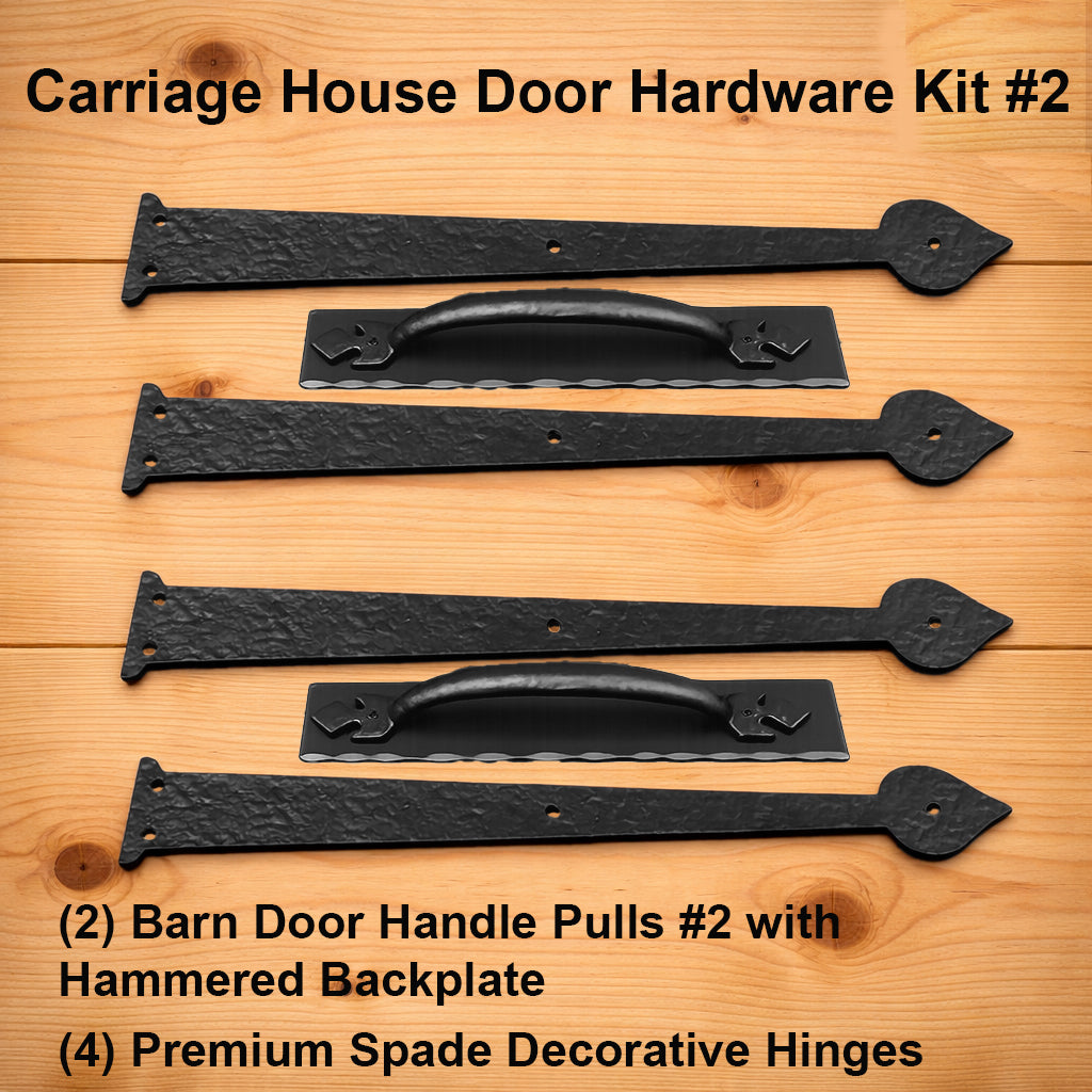 Carriage House Door Hardware Kit #2 with Rustic Handles