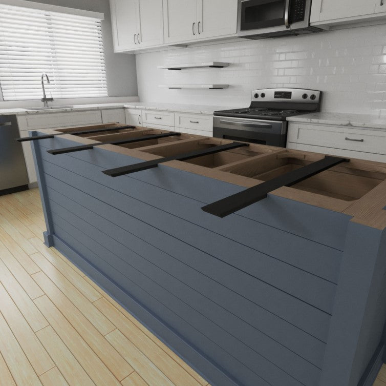 Countertop Island Heavy Duty Steel Bracket with Flange - 2-1/2" Inch Width - Multiple Sizes Available - Black Powder Coat Finish - Sold Individually