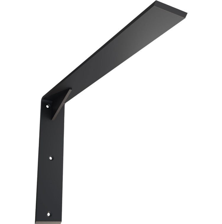 Countertop Support Heavy Duty Steel Bracket with Gusset - 2-1/2" Inch Width - Multiple Sizes Available - Black Powder Coat Finish - Sold Individually