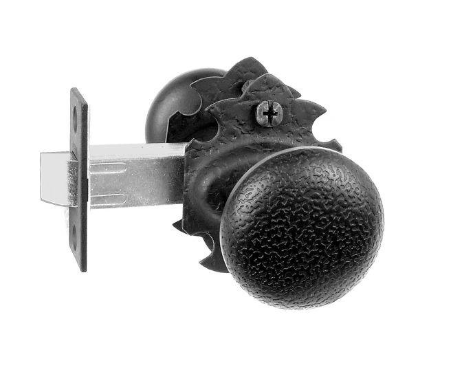Double Knob Passage Set - 2-3/8" Inch Backset - Raised Warwick Rose - Matte Black Finish - Sold as Set