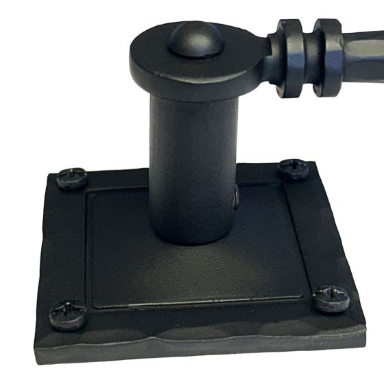 Iron Art Double Lever Passage Set - 2-3/8" Inch Backset - Square Backplate - Matte Black Finish - Sold as Set