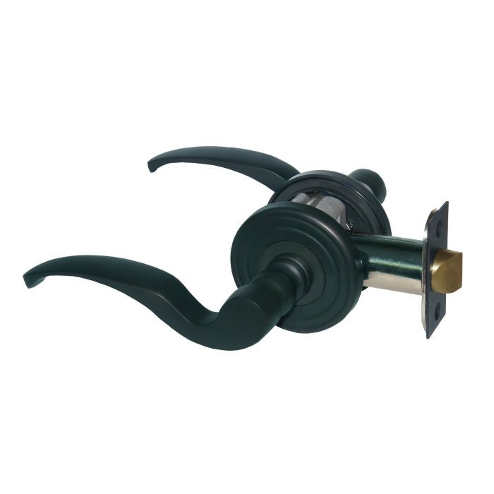 Double Lever Passage Set - Multiple Backsets - Round Rose - Solid Brass with Matte Black Finish - Sold as Set