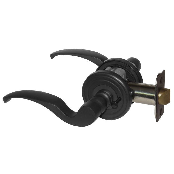 Double Lever Privacy Set - Multiple Backsets - Round Rose - Solid Brass with Matte Black Finish - Sold as Set