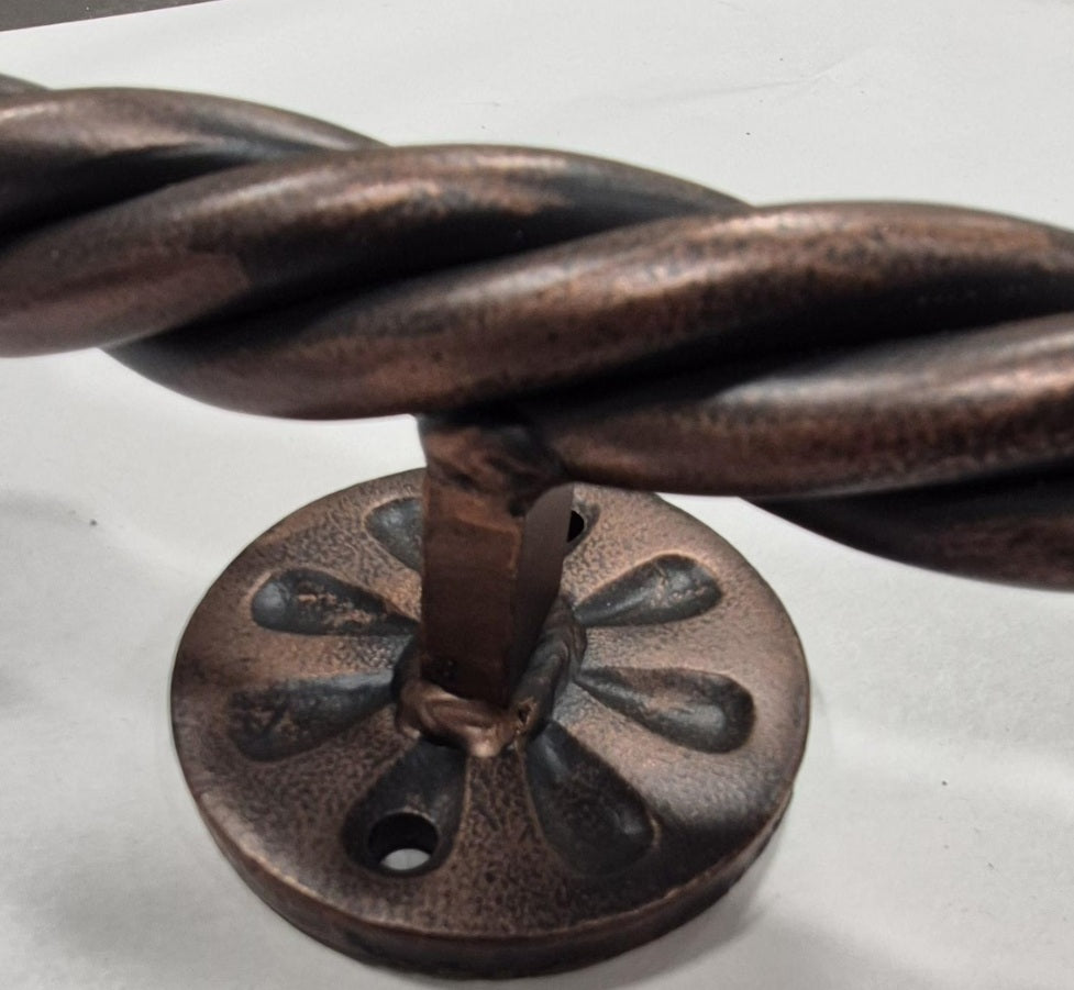 Twisted Iron Strand Door Pull Barn Door Handle with Hammered Ball Finials