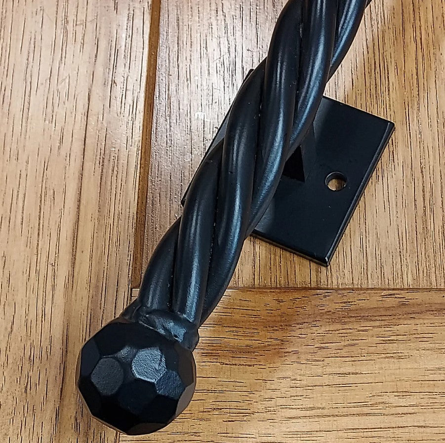 Extra Large Door Pull Barn Door Handle - Twisted Iron Handle - 19 1/2&quot; Inch - Black Powder Coat Finish - Sold Individually